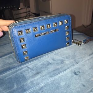 Michael kors wristlet blue with studs